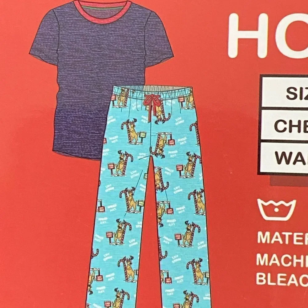 ANDE Holiday Men’s Pant and T-Shirt Sleep Set - Comical Reindeer